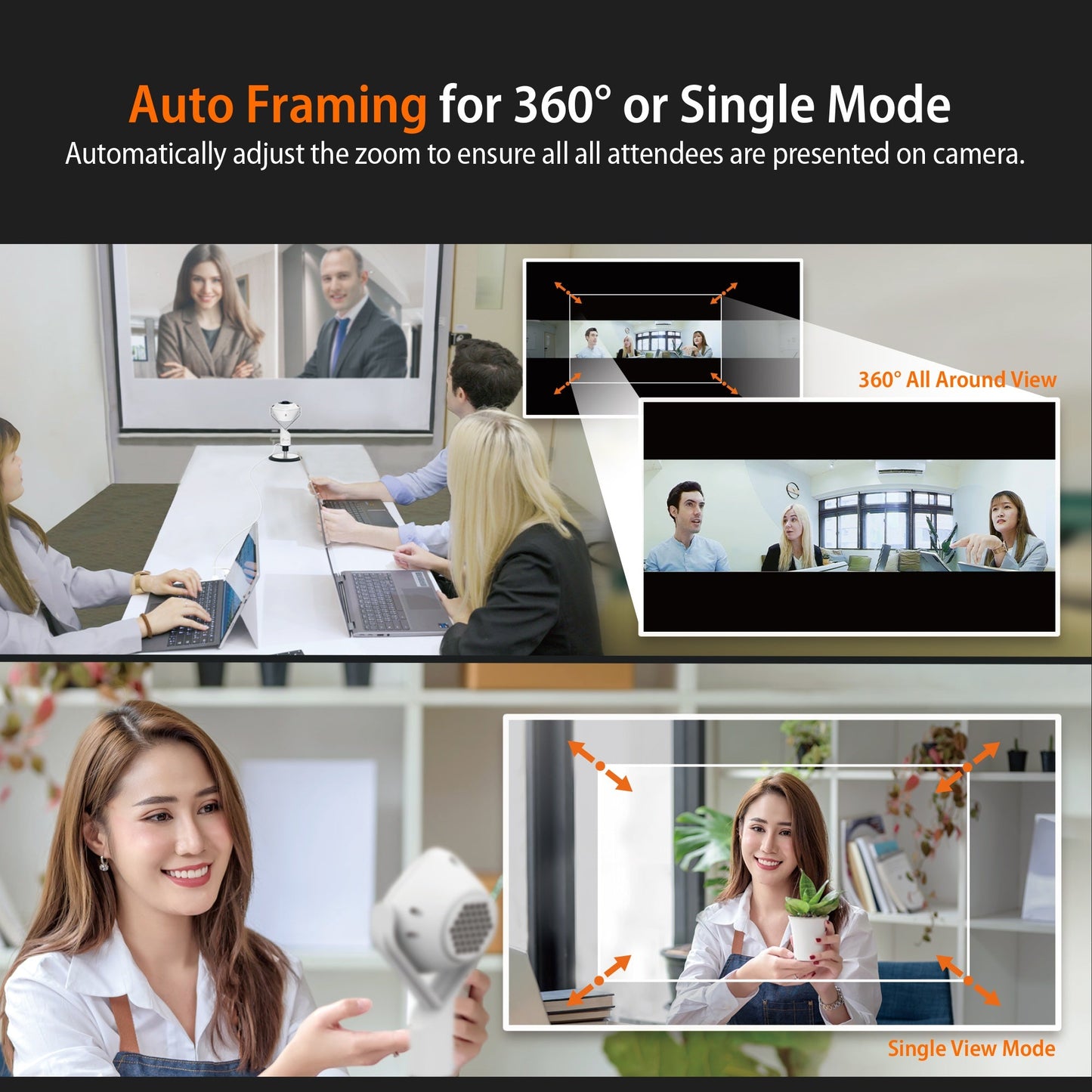 J5create 360° AI-Powered Webcam with Speakerphone - JVU368