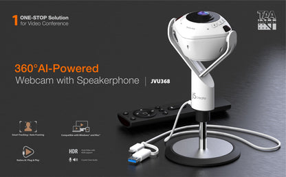 J5create 360° AI-Powered Webcam with Speakerphone - JVU368