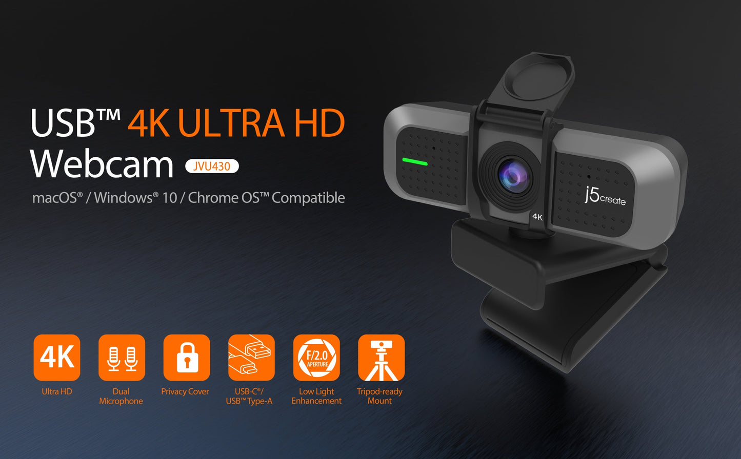 J5create USB 4K ULTRA HD Webcam - JVU430