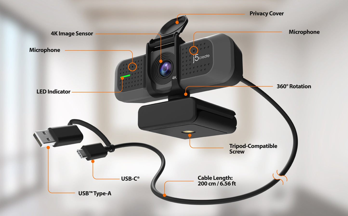J5create USB 4K ULTRA HD Webcam - JVU430