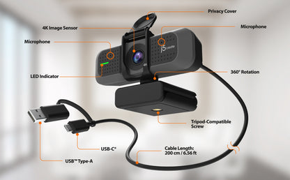 J5create USB 4K ULTRA HD Webcam - JVU430