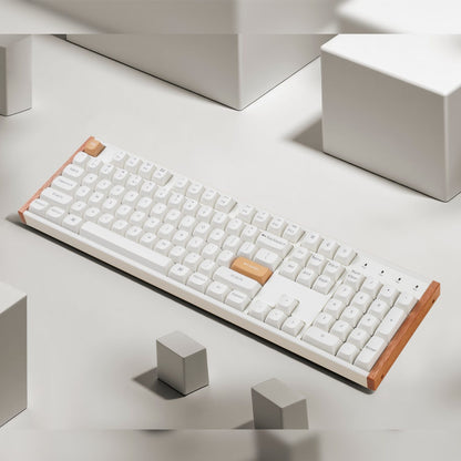 Keychron K10 HE Special Edition Full-size Hot-Swap Gateron Dbl-Rail Nebula Switch RGB Wireless Keyboard – White (Wood + Al)