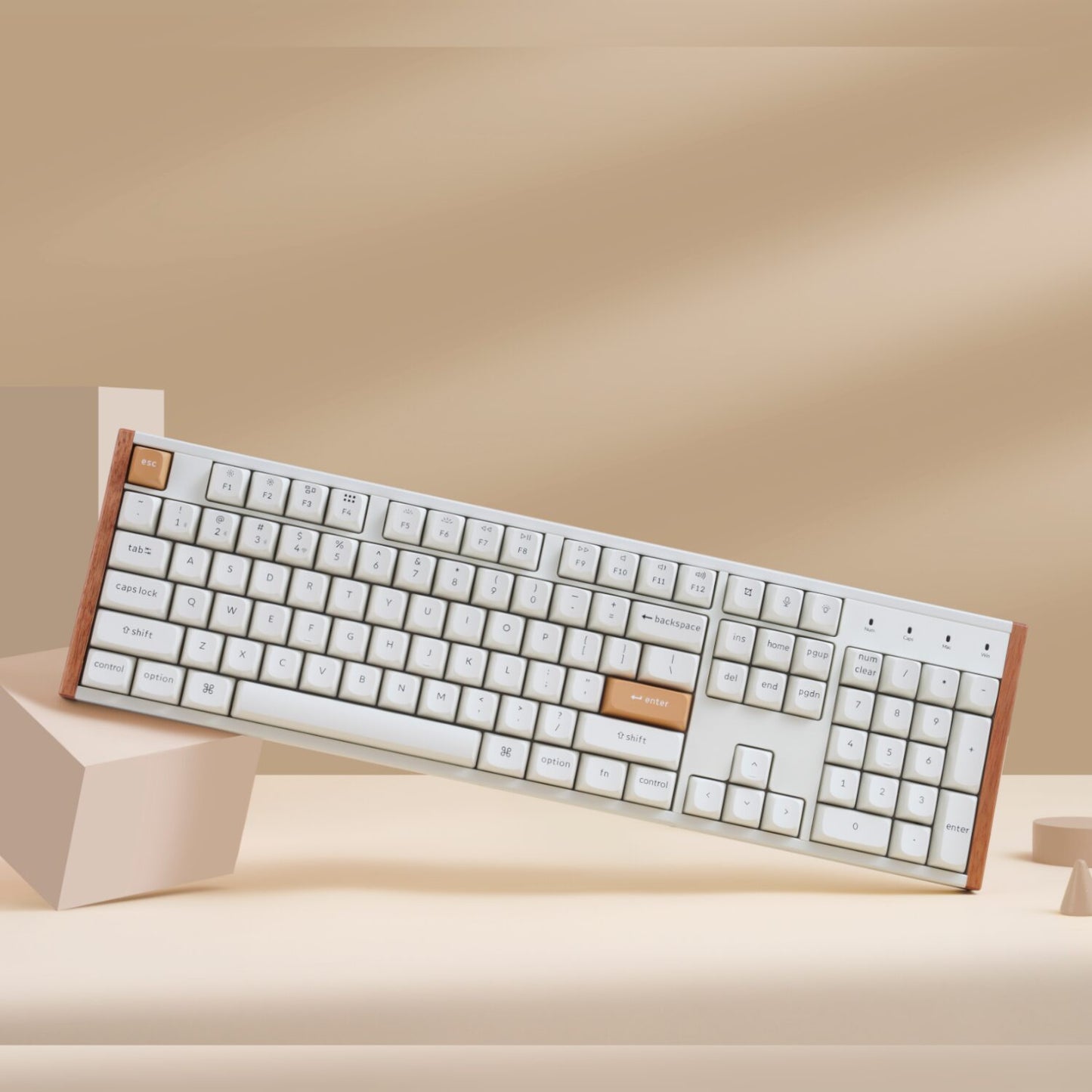 Keychron K10 HE Special Edition Full-size Hot-Swap Gateron Dbl-Rail Nebula Switch RGB Wireless Keyboard – White (Wood + Al)