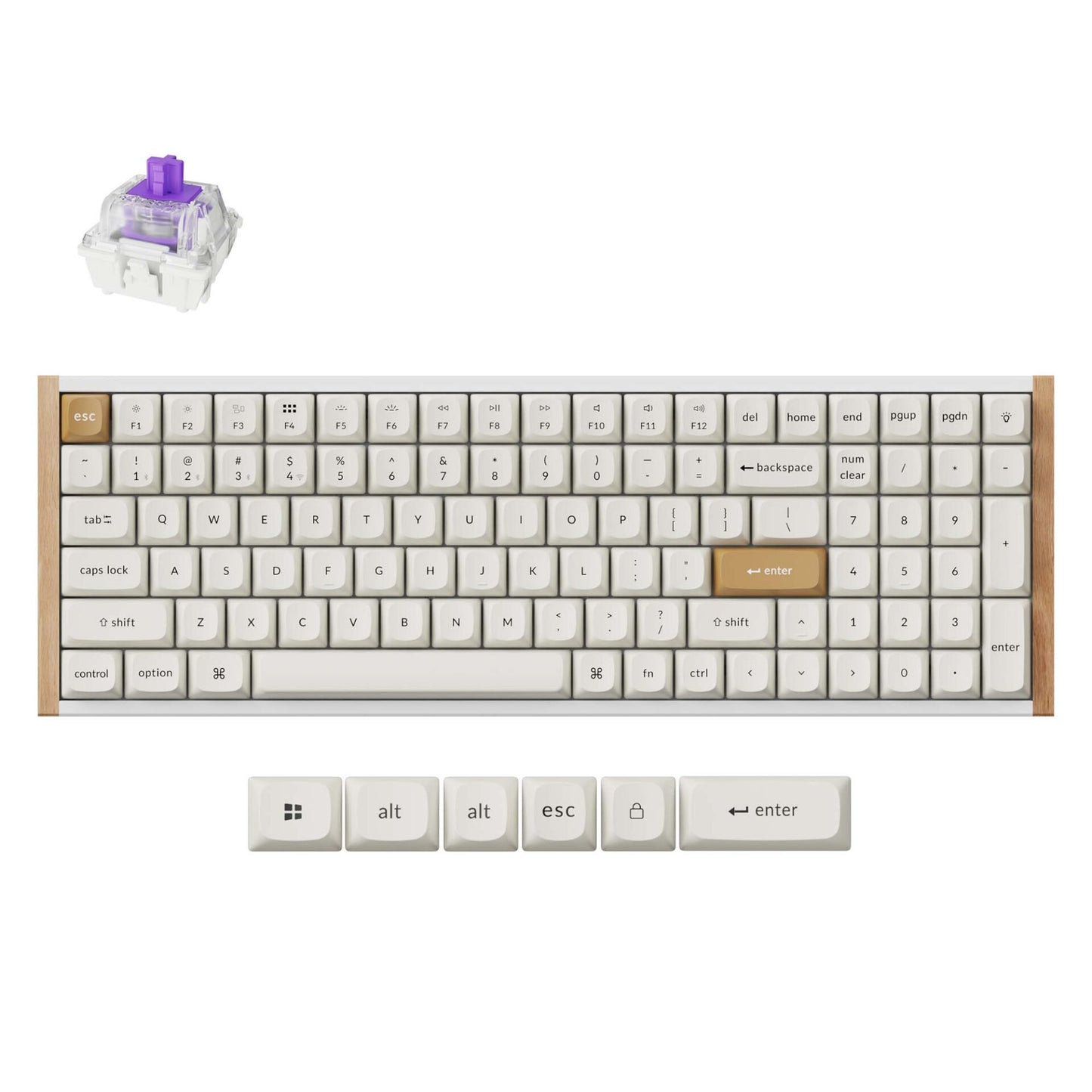 Keychron K4 HE 96% Hot-Swap RGB Wireless Keyboard – White, Wood and Aluminium