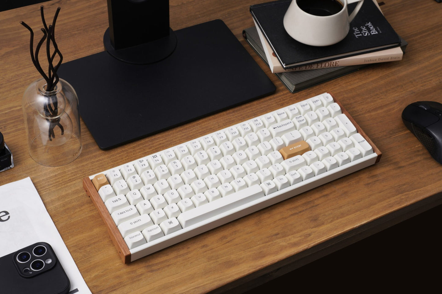 Keychron K4 HE 96% Hot-Swap RGB Wireless Keyboard – White, Wood and Aluminium