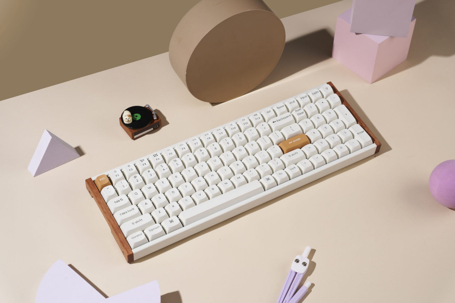 Keychron K4 HE 96% Hot-Swap RGB Wireless Keyboard – White, Wood and Aluminium
