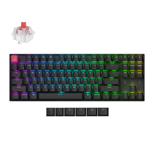 Keychron K8 QMK 80% TKL Wireless Mechanical Keyboard V2 Red Switches – Black