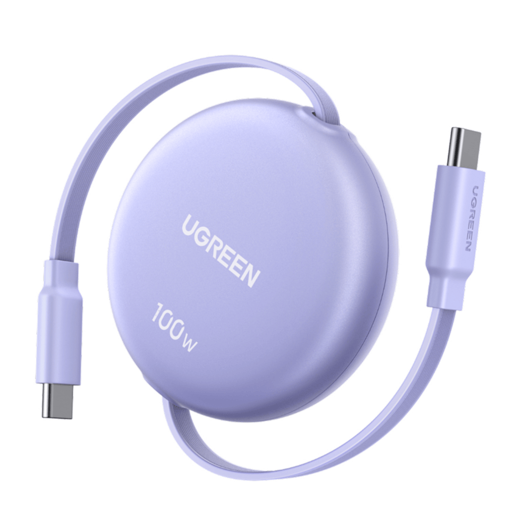 UGREEN 100W Fast Charging Retractable USB Type-C Cable 1M – Purple