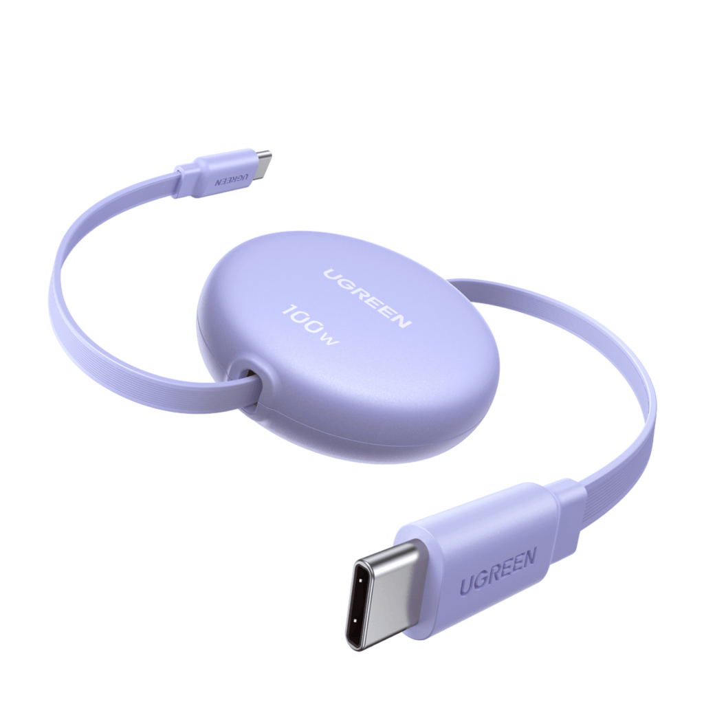 UGREEN 100W Fast Charging Retractable USB Type-C Cable 1M – Purple
