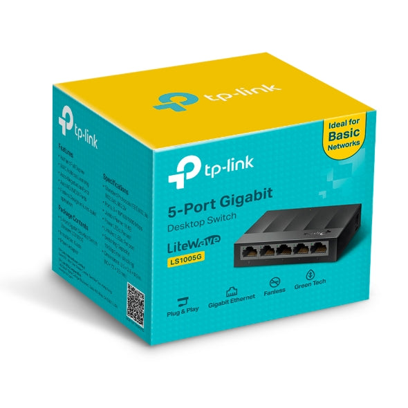 TP-Link  5-Port 10/100/1000Mbps Desktop Switch - LS1005G