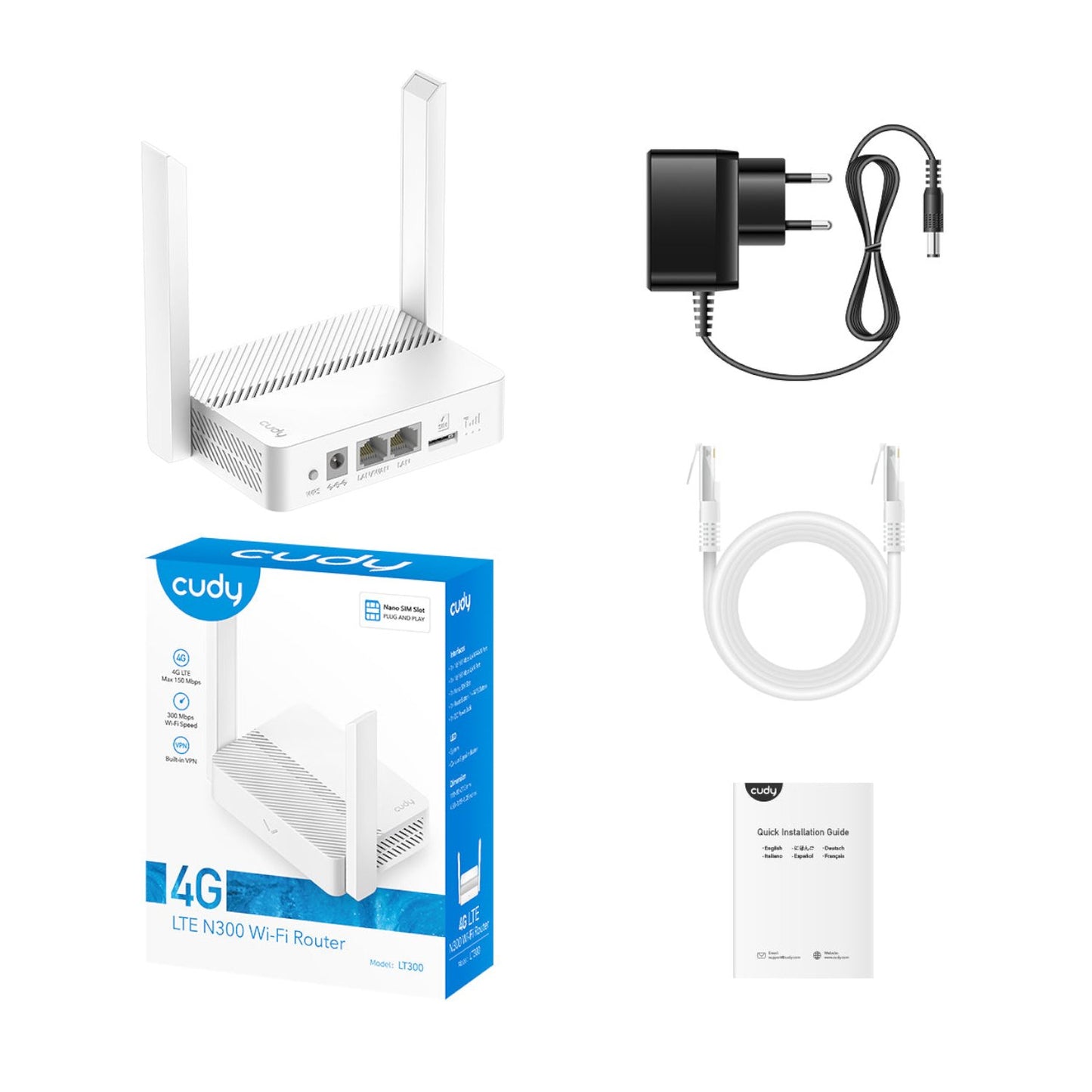 Cudy LT300 4G LTE N300 Wi-Fi Router – White