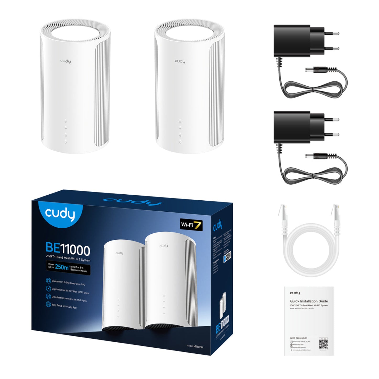 Cudy BE11000 Wi-Fi7 Tri-band Mesh Wi-Fi System – 2 Pack