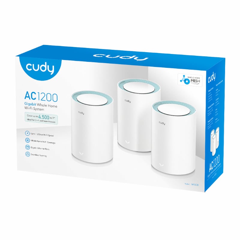 Cudy Dual Band WiFi 5 1200Mbps Gigabit Mesh 3 Pack | M1300 (3-Pack)