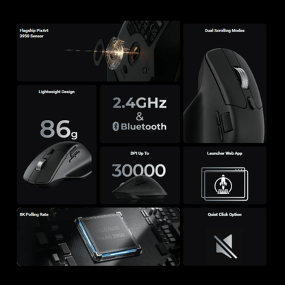 Keychron M6S-B72 1K Wireless Mouse (BT/2.4GHz/Wired) – Black
