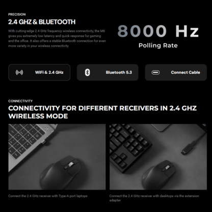 Keychron M6S-B72 1K Wireless Mouse (BT/2.4GHz/Wired) – Black