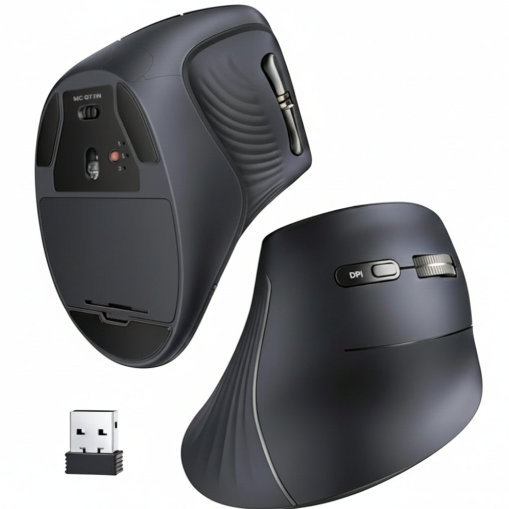 UGreen Multi-Mode Vertical Mouse Bluetooth & 2.4G Wireless–Black