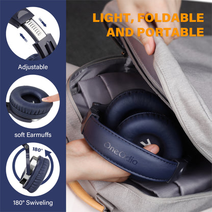 Oneodio Pro 10 Professional Wired Over Ear DJ and Studio Monitoring Headphones – Dark Blue