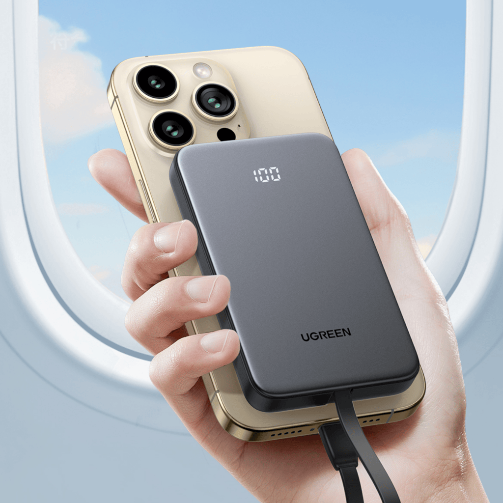 UGREEN 10000mAh 20W Power Bank with Built-in Cable