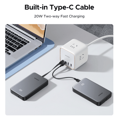 UGREEN 10000mAh 20W Power Bank with Built-in Cable