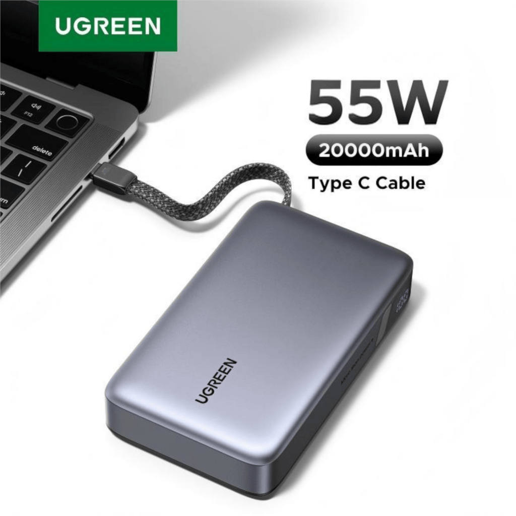 UGREEN Nexode Power Bank 20000mAh 55W with built-in USB Type-C Cable