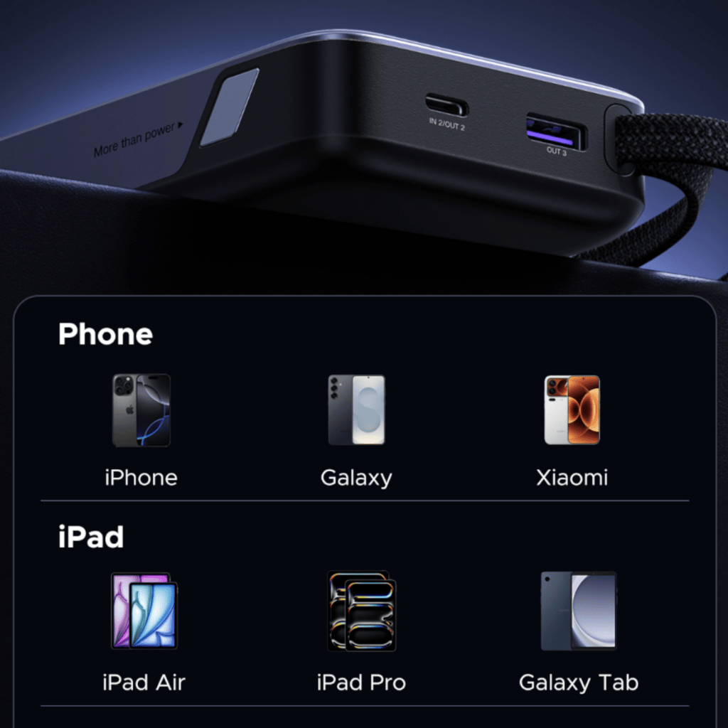 UGREEN Nexode Power Bank 20000mAh 55W with built-in USB Type-C Cable