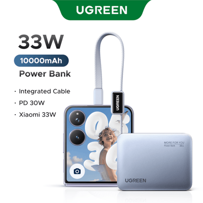 UGREEN Nexode 10000mAh 30W Power Bank with Built-in USB Type-C Cable