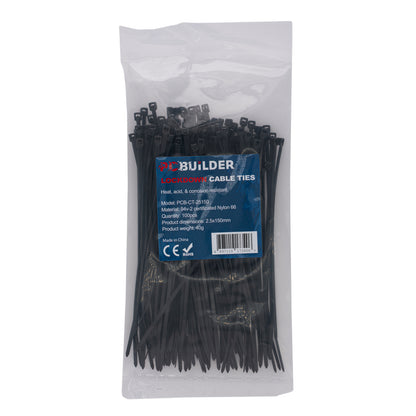 PCBuilder LOCKDOWN 150mm Cable Ties (100 pcs) – Black