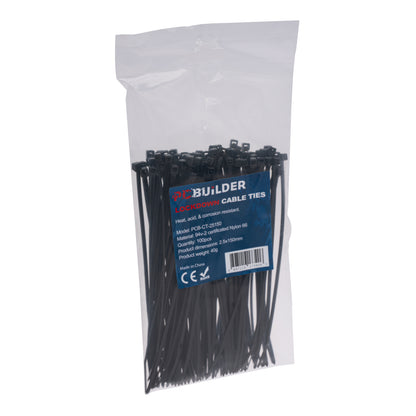 PCBuilder LOCKDOWN 150mm Cable Ties (100 pcs) – Black