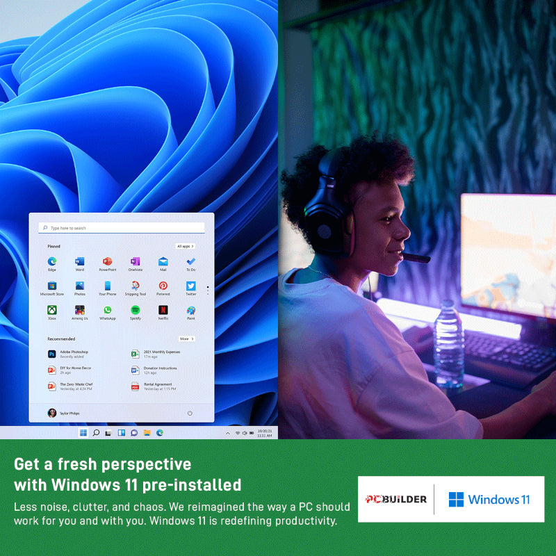 PCBuilder Intel i3-12100 HOME MASTER Windows 11 Desktop PC