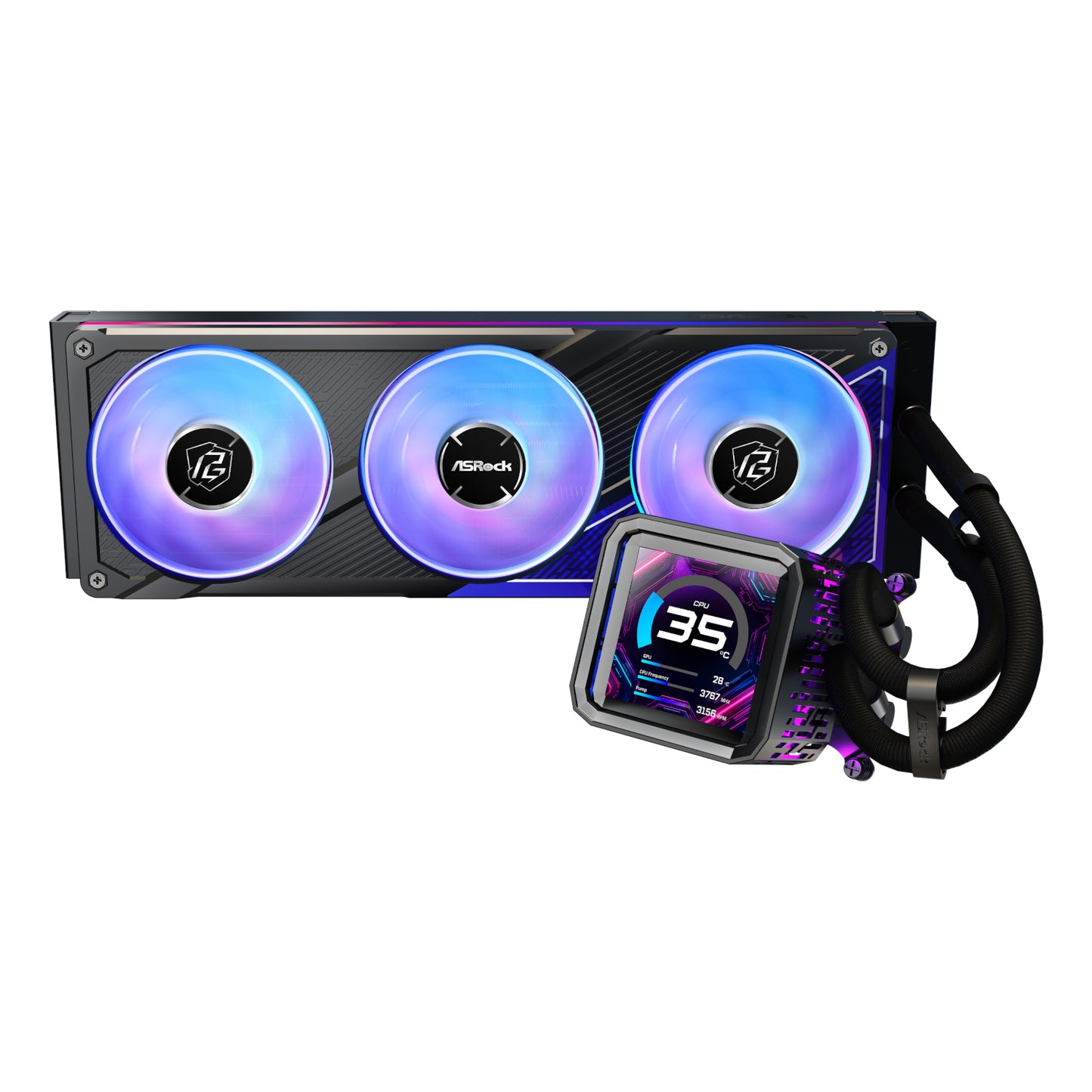 ASRock Phantom Gaming 360 LCD All-in-one Liquid CPU Cooler – Black