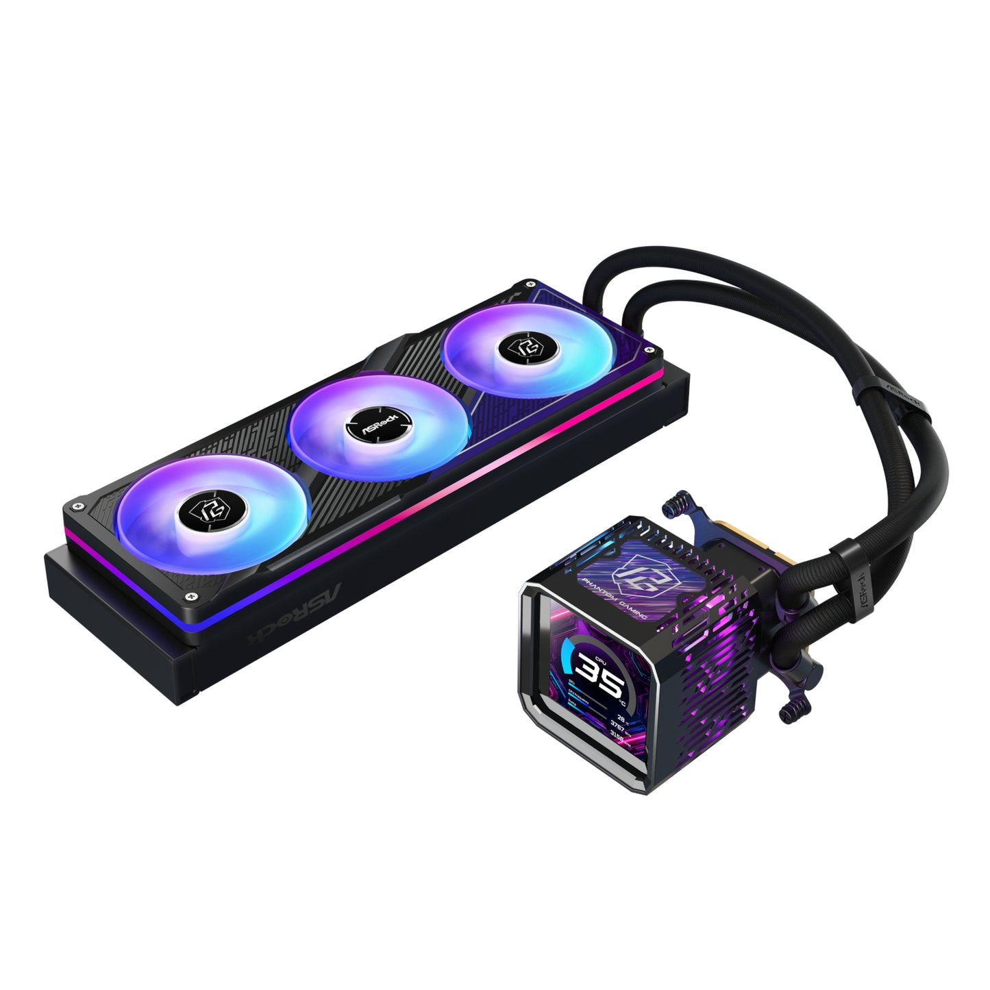 ASRock Phantom Gaming 360 LCD All-in-one Liquid CPU Cooler – Black
