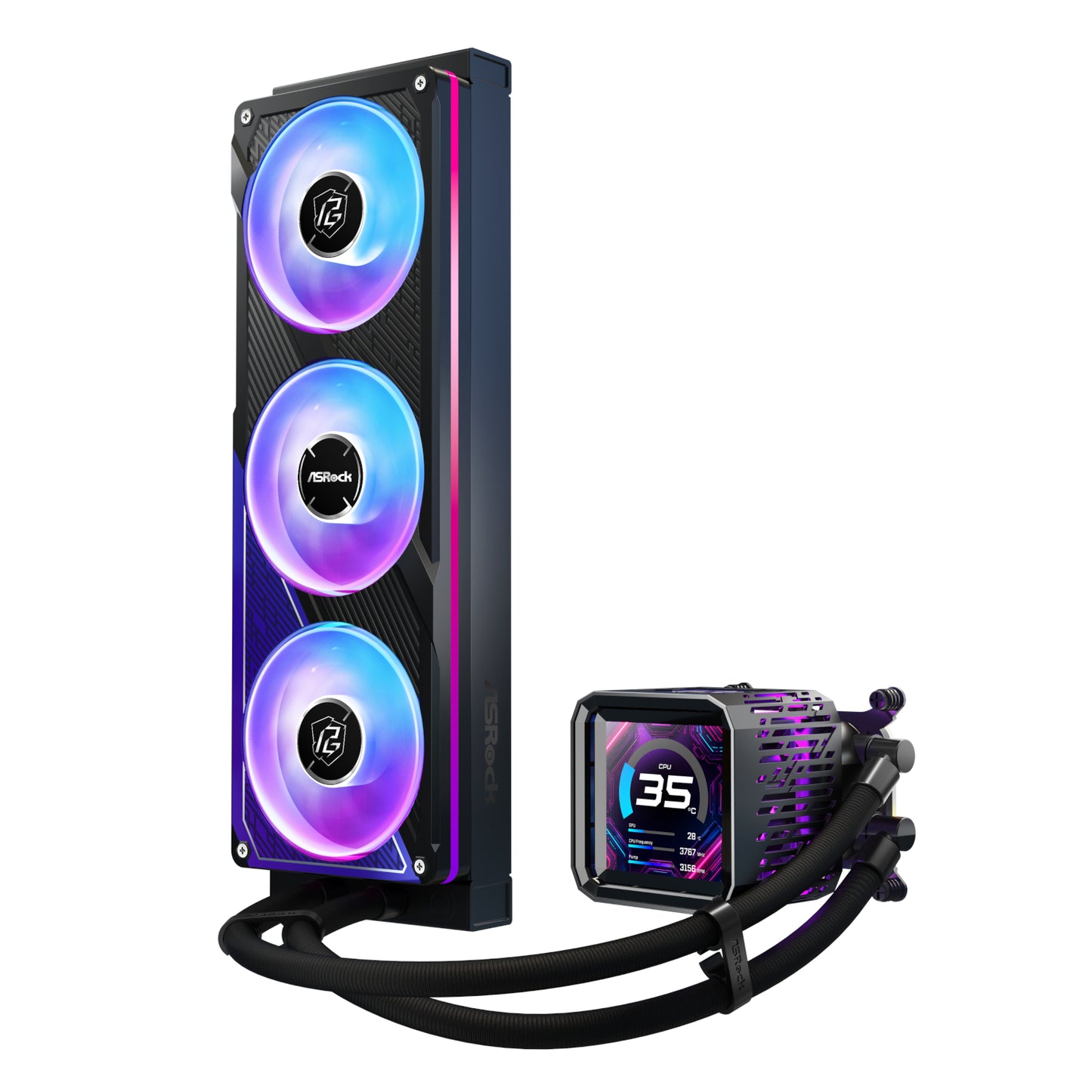 ASRock Phantom Gaming 360 LCD All-in-one Liquid CPU Cooler – Black
