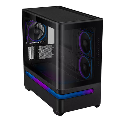 Asus Prime AP202 ARGB Curved Tempered Glass Micro-ATX Chassis – Black