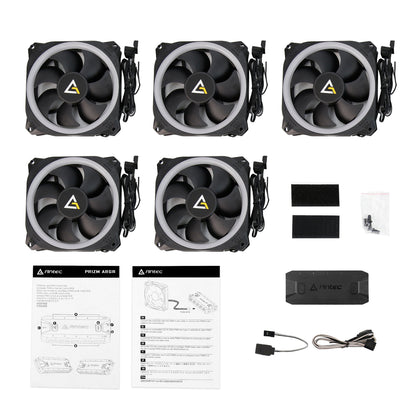 Antec Prizm 120 ARGB Case Fan 5 Pack + Controller – Black
