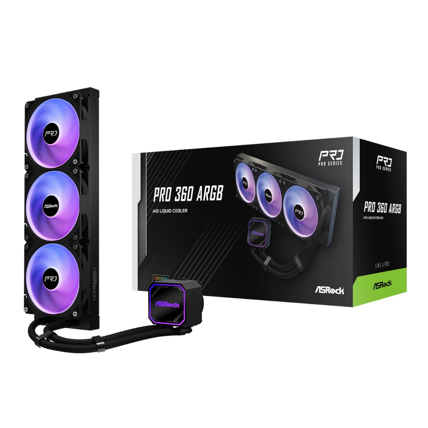 ASRock PRO 360 ARGB All-in-one Liquid CPU Cooler – Black