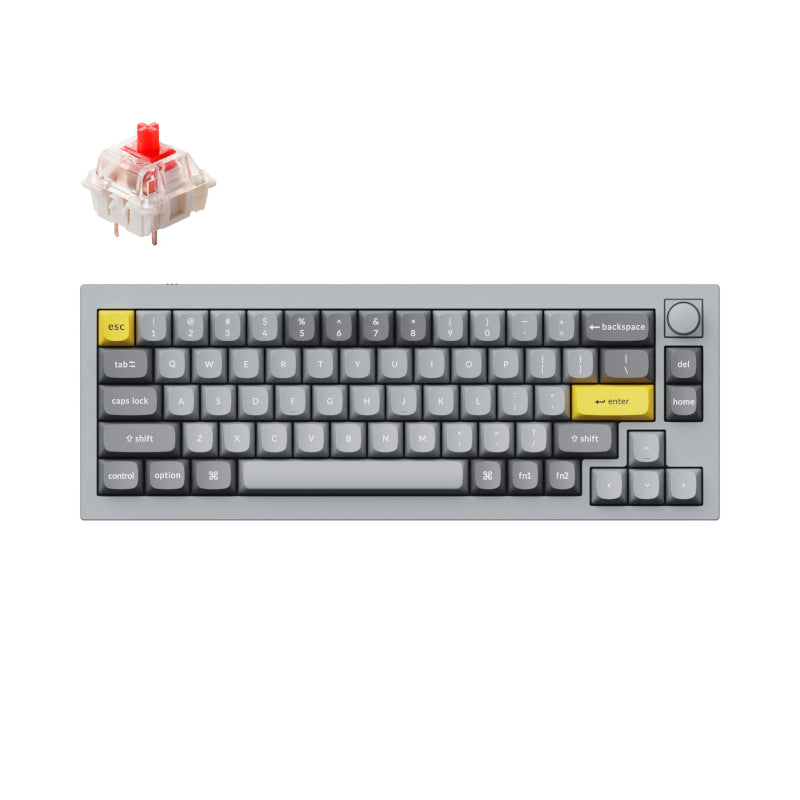 Keychron Q2 65% Red G Pro Switches Aluminium RGB Wired Keyboard – Grey