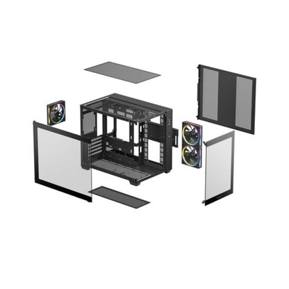 Deepcool CG330 3F Panoramic Dual-Chamber Micro-ATX Gaming Chassis – Black