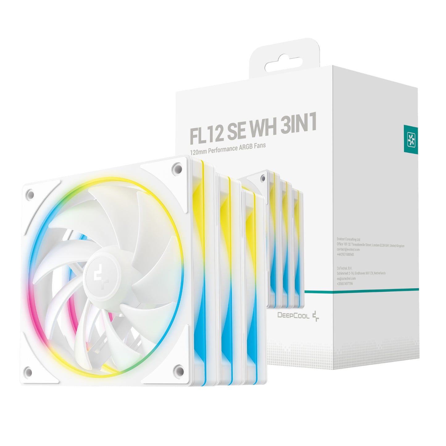 DeepCool FL12 SE 3-in-1 ARGB 120mm Fan 3 Pack – White