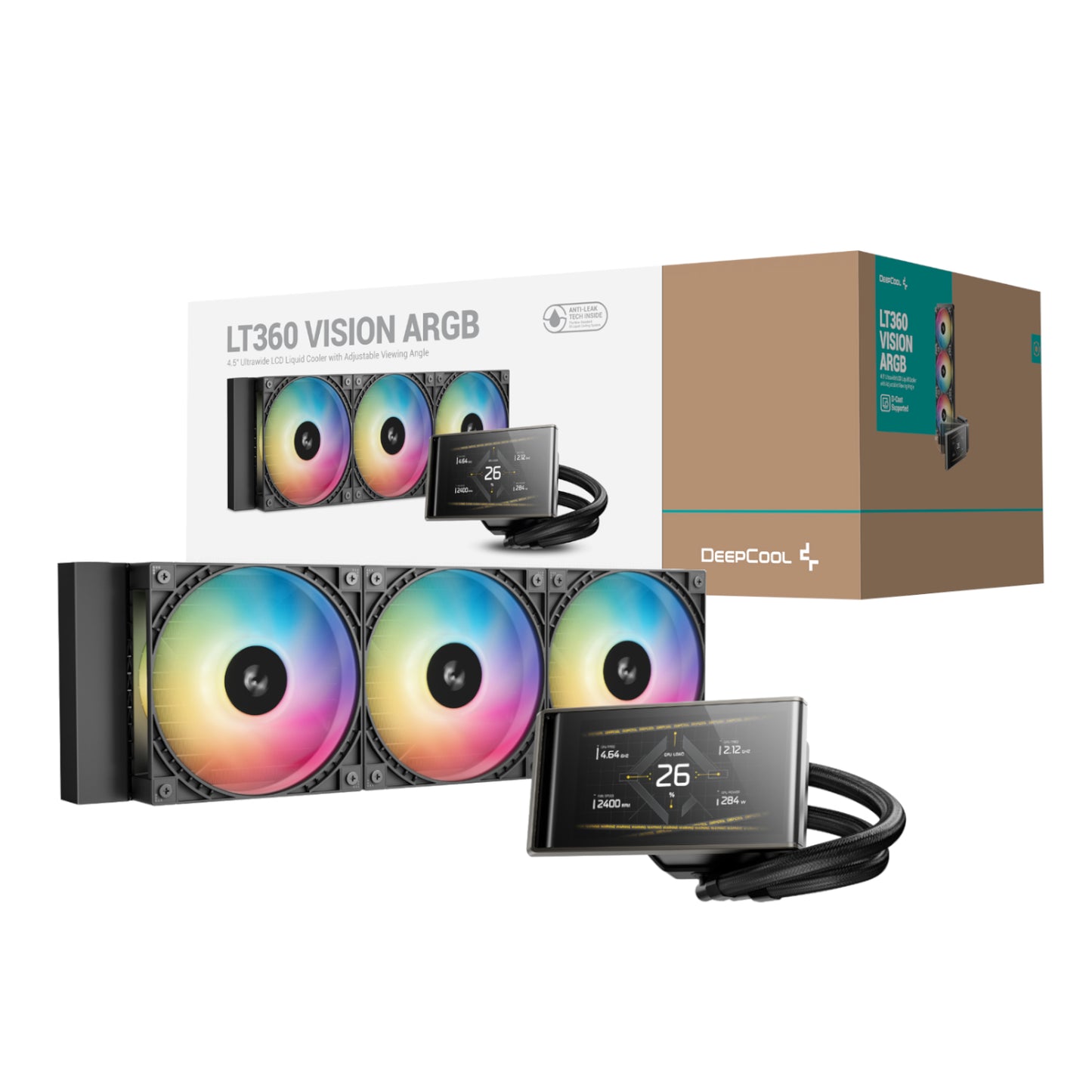 DeepCool LT360 VISION ARGB 4.5″ LCD All-in-one CPU Liquid Cooler – Black