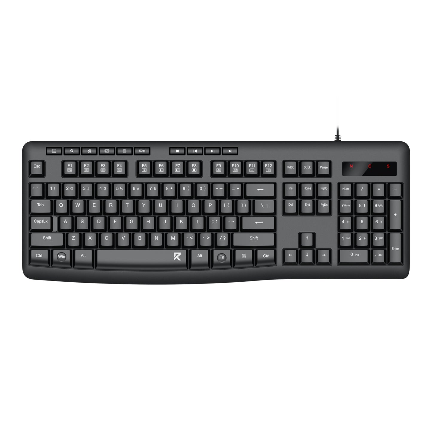 Redragon BK-7366 Full-size Ergonomic Wired Membrane Office Keyboard – Black