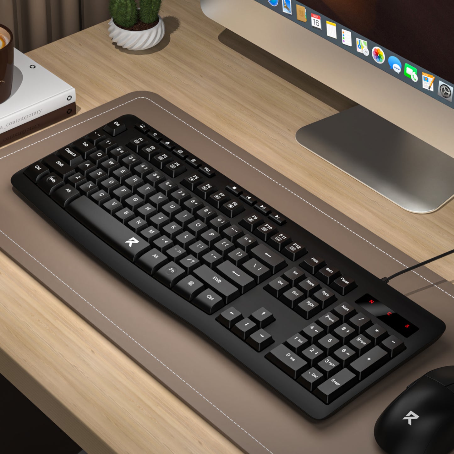 Redragon BK-7366 Full-size Ergonomic Wired Membrane Office Keyboard – Black