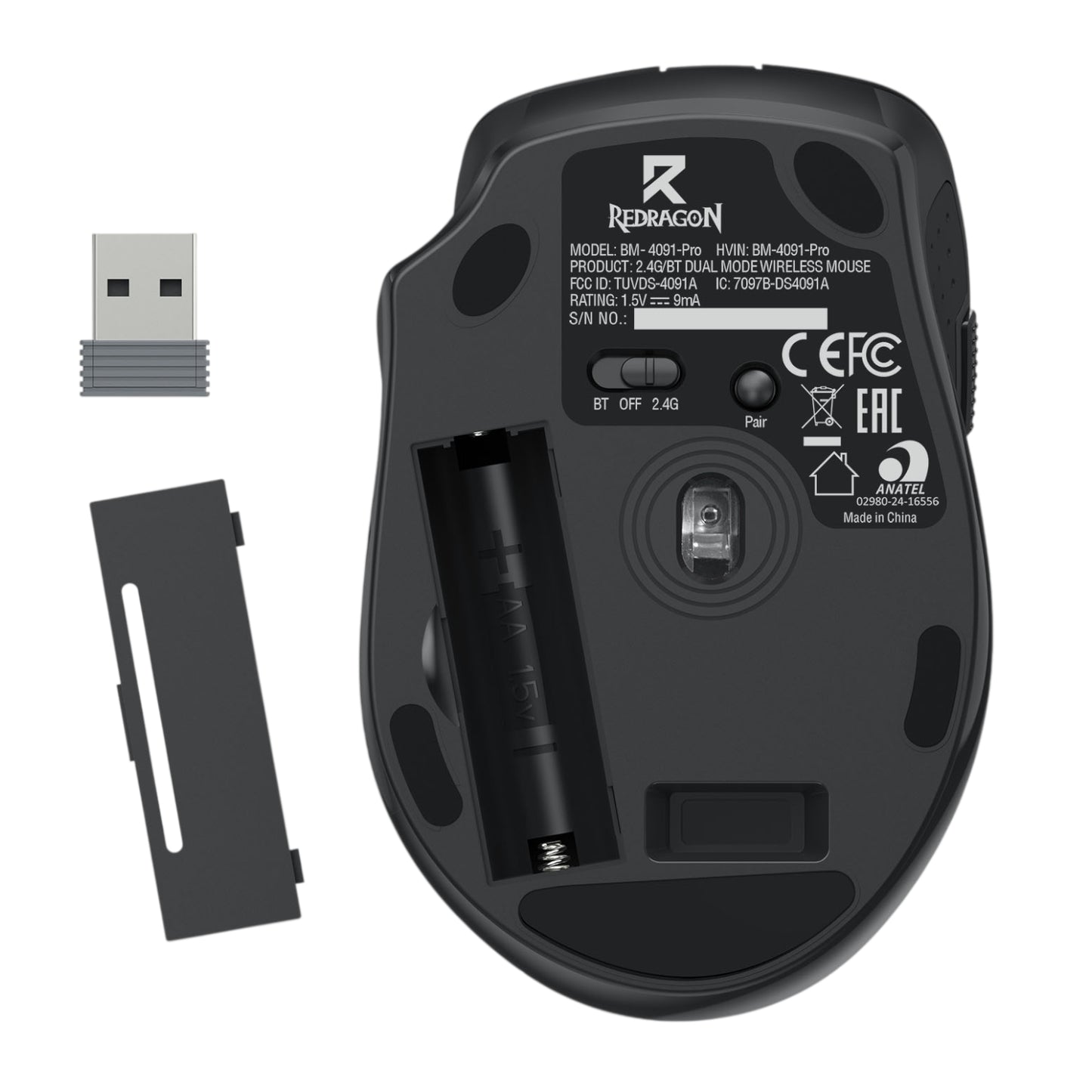 Redragon BM-4091 PRO 26000 DPI Dual Mode Wireless Gaming Mouse – Black