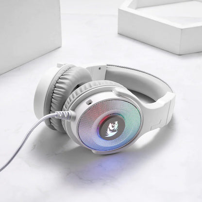 REDRAGON Over-Ear PANDORA USB (Power Only)|Aux (Mic & Headset) RGB Gaming Headset – White