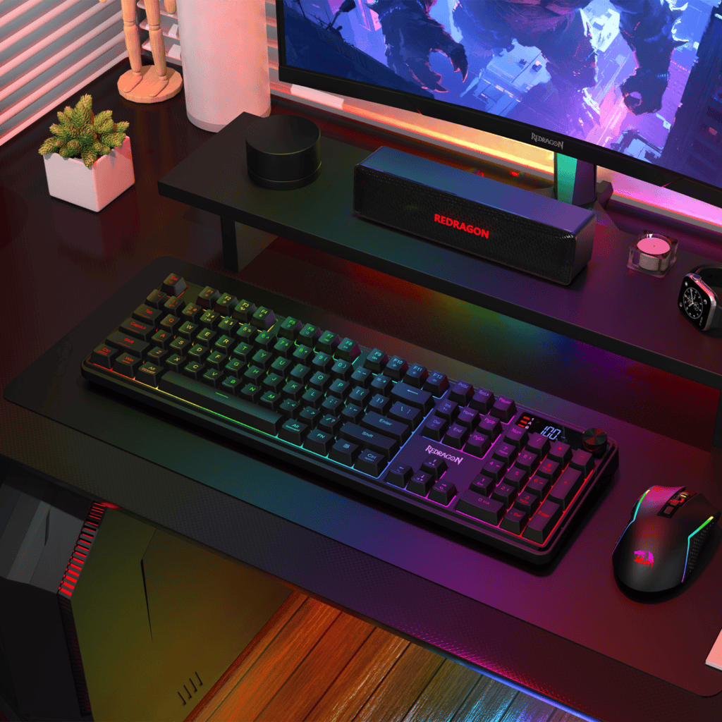 Redragon RM104 PRO VOLCANO RGB Wireless Membrane Gaming Keyboard – Black