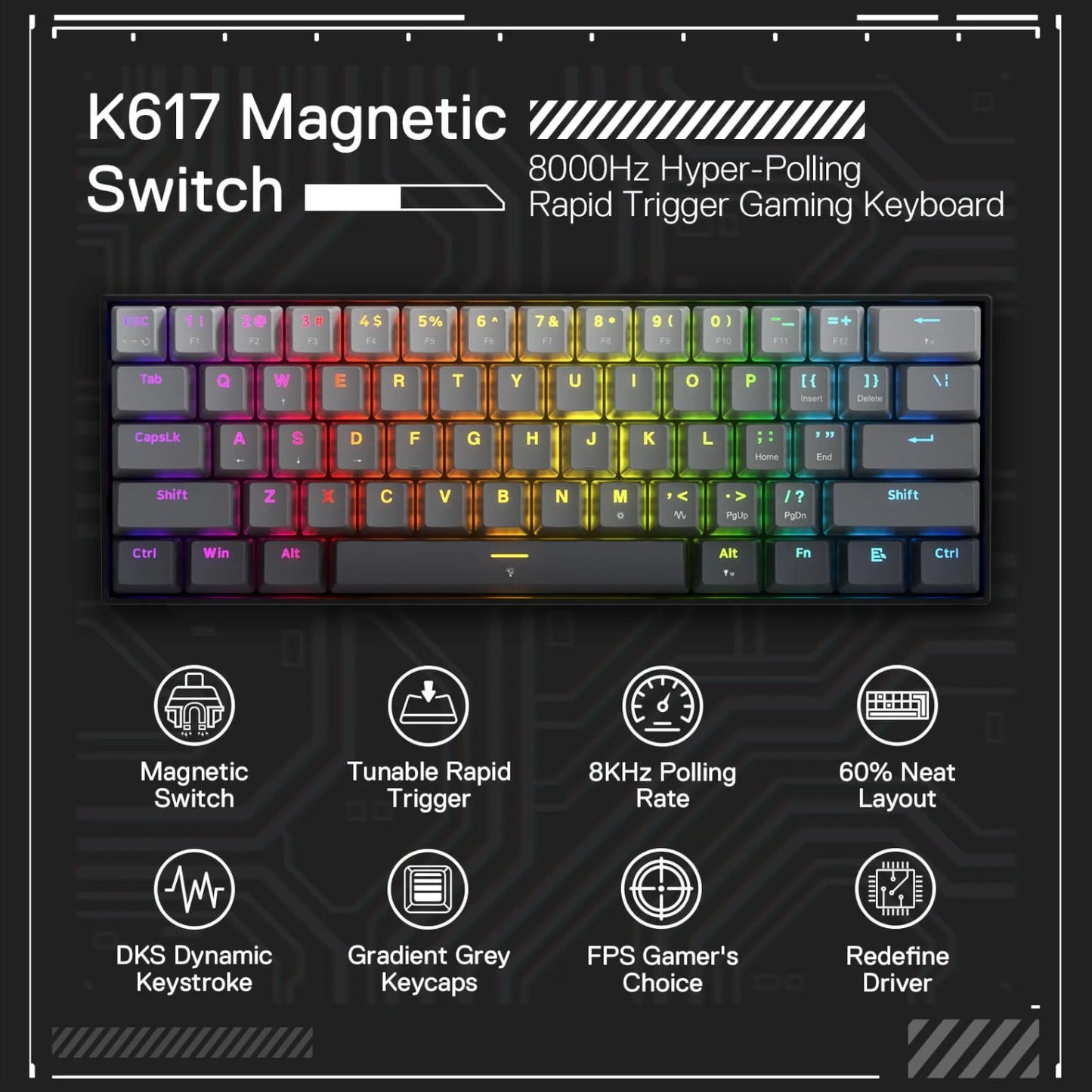Redragon K617 FIZZ Wired RGB Gaming Keyboard
