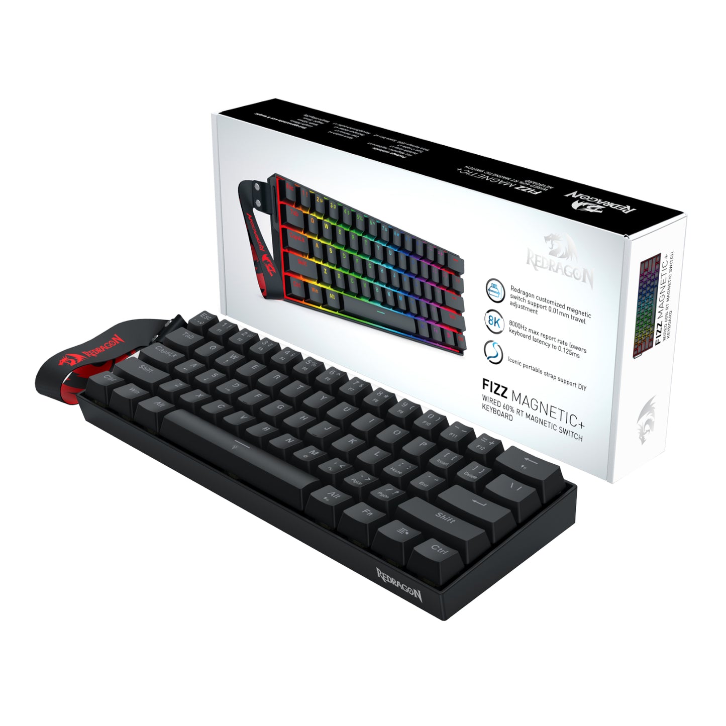 Redragon FIZZ Magnetic Plus 60% RGB Gaming Keyboard – Black