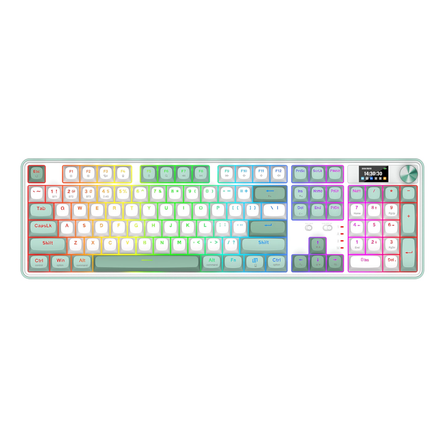 Redragon WYVERN K761 Pro Full-size RGB Wireless Mechanical Gaming Keyboard – White/Green
