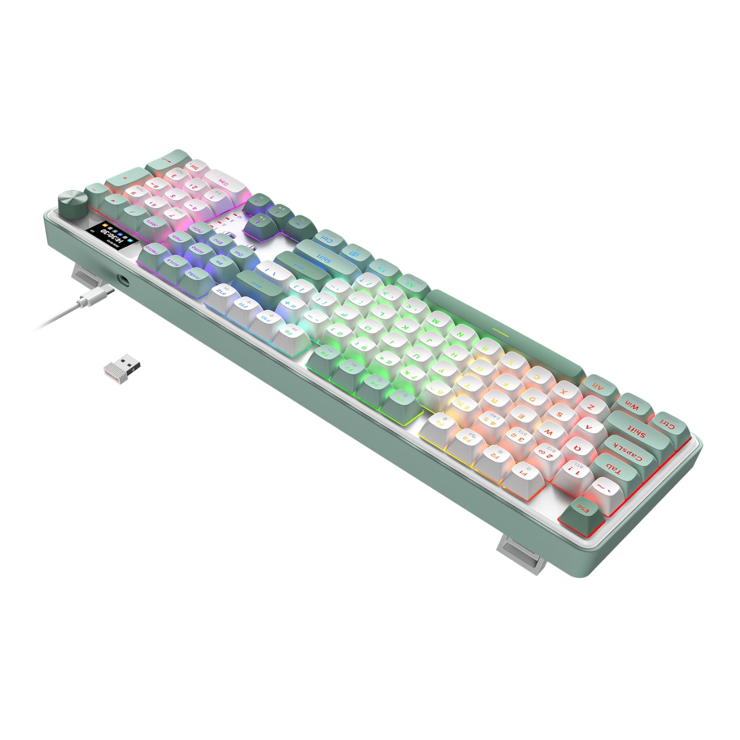 Redragon WYVERN K761 Pro Full-size RGB Wireless Mechanical Gaming Keyboard – White/Green