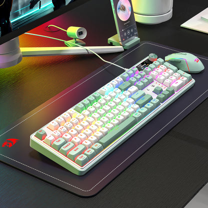 Redragon WYVERN K761 Pro Full-size RGB Wireless Mechanical Gaming Keyboard – White/Green