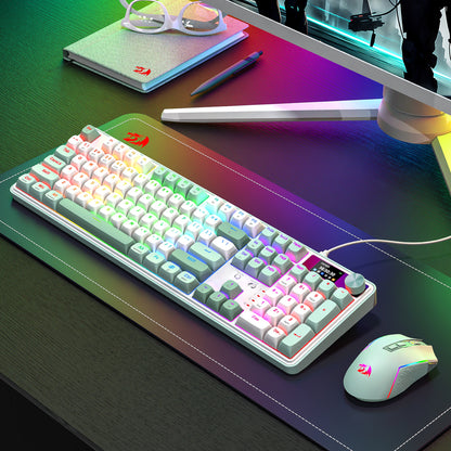 Redragon WYVERN K761 Pro Full-size RGB Wireless Mechanical Gaming Keyboard – White/Green